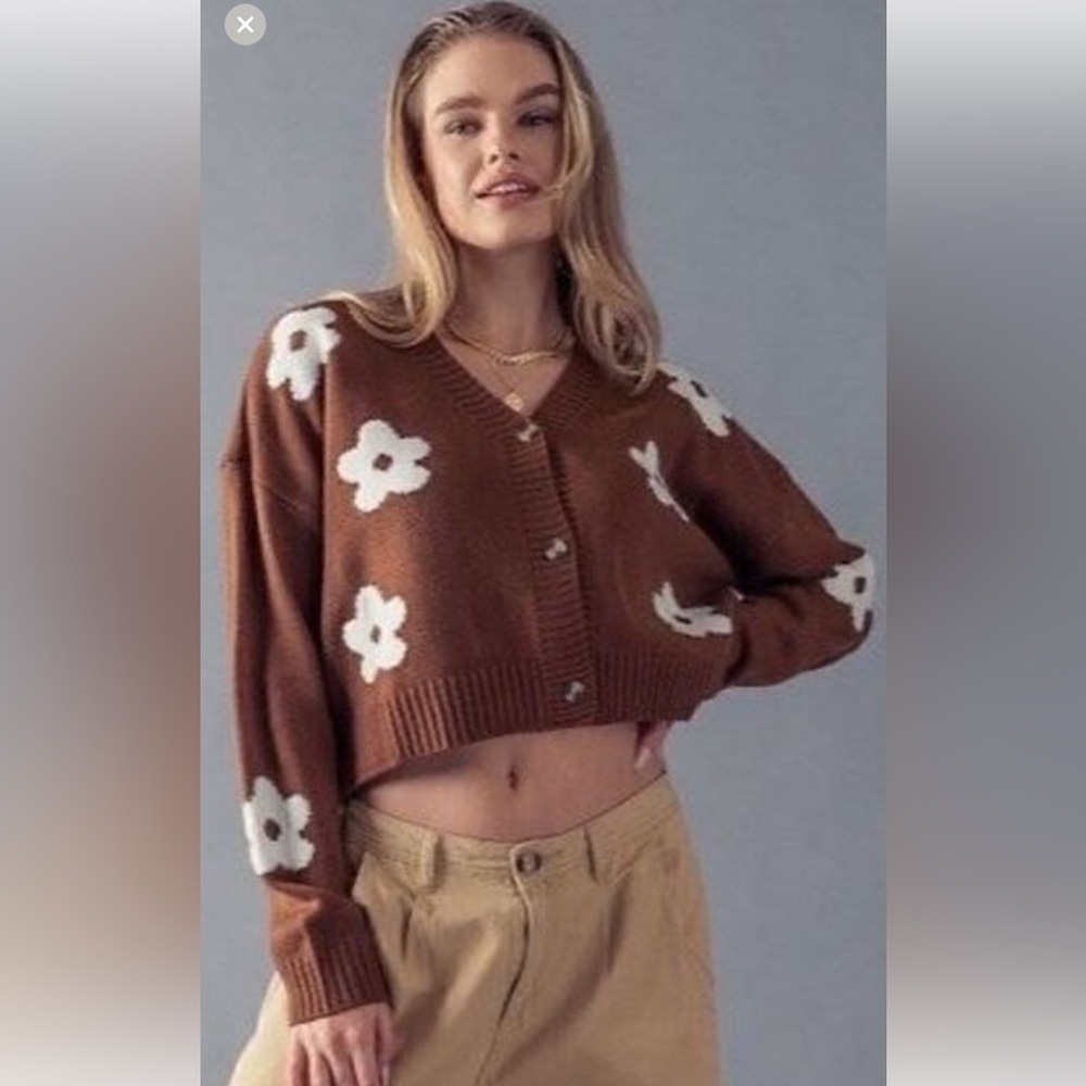 NWOT! Love Tree Chocolate Knit Cardigan Size M